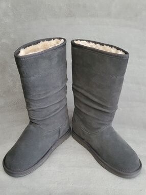 🆕️ ALDO Suede Charcoal Gray Faux Fur Lined Mid-Calf Boots EUROPEAN SIZE: 37